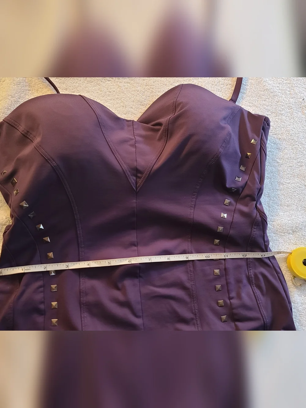 Calvin Klein Studded One Piece Swimsuit Purple Size 12 Underwire B/C Cups - Picture 10 of 12